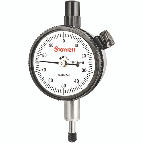 Starrett 81-241J | 1/4" Miniature Dial Indicator 0.0010" Graduation White Dial