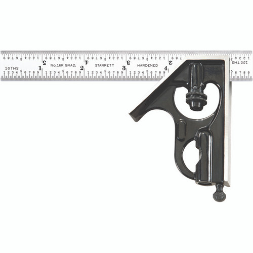 Starrett C33H-6-16R | 2 Pc. 6" Forged Steel Blade Combination Square 16R Graduation with Square Head