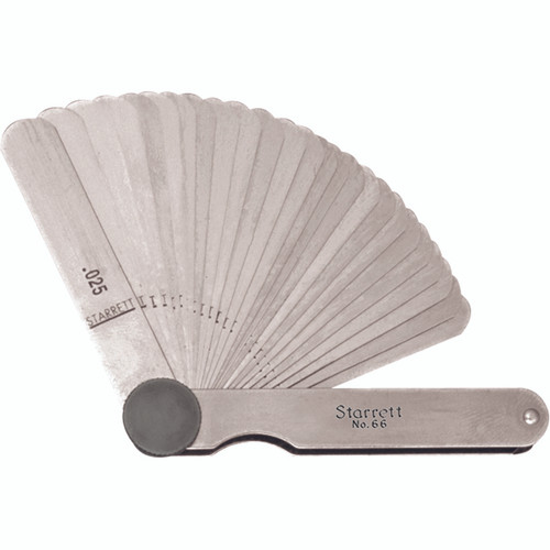Starrett 66 | 0.0015"-0.0250" Tempered Steel Thickness Gage 26 Leaves Straight Starrett 66 | 0.0015"-0.0250" Tempered Steel Thickness Gage 26 Leaves Straight