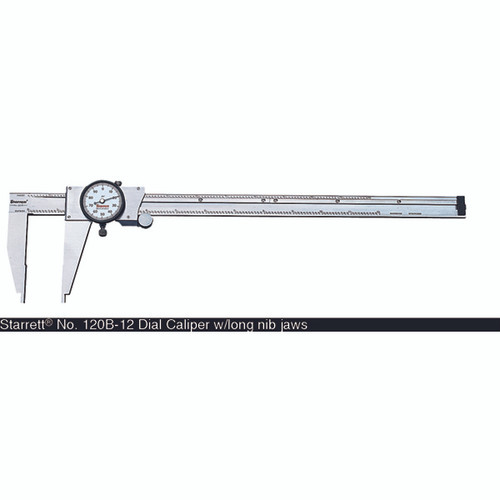 Starrett 120B-12 | 12" Range 0.0010" Graduation Stainless Steel White Face Dial Caliper