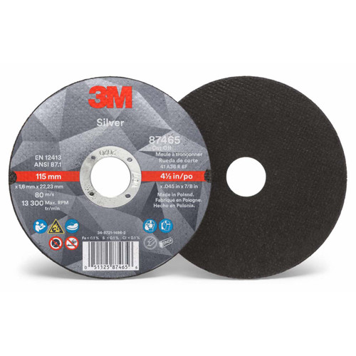 3M 7100139226 | 4.500" Diameter x 60+ Grit 133000 RPM Precision Shaped Ceramic Cut-Off Wheel - Black