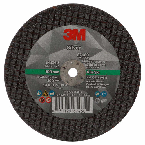 3M 7100139210 | 3.000" Diameter x 36+ Grit 25465.0 RPM Precision Shaped Ceramic Cut-Off Wheel - Black