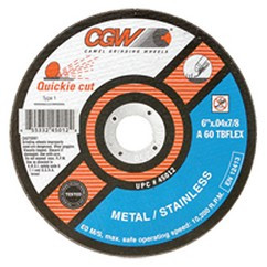 CGW 45012 | 6" Diameter x 7/8" Hole x 3/64" Thickness 10200 RPM 60 Grit Reinforced Aluminum Oxide Type 1 Cutoff Wheel