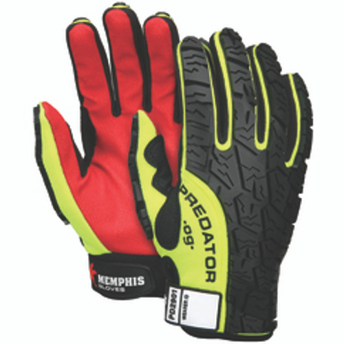 Memphis PD2901L | Large Uncoated Coated Adjustable Closure Cuff Black/Hi-Vis Lime Synthetic Blend General Purpose Work Gloves
