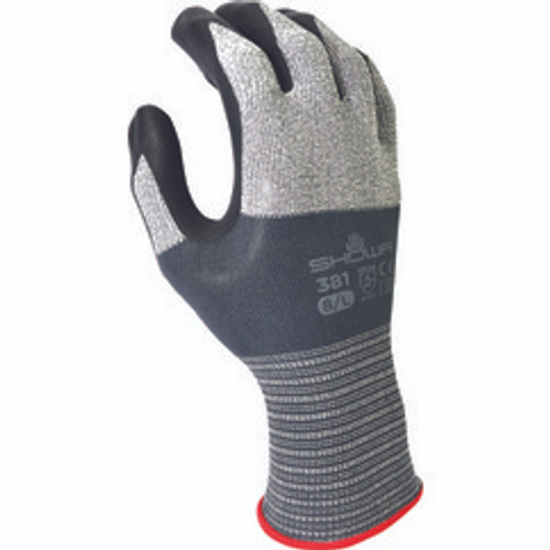 Showa 381M-07-CAT2019 | Medium Fully Coated Knit Wrist Cuff Black/Gray Nylon General Purpose Work Gloves