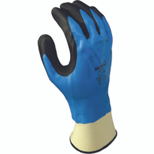 Showa 377L-08 | Large Fully Coated Knit Wrist Cuff Blue/Black Nylon General Purpose Work Gloves