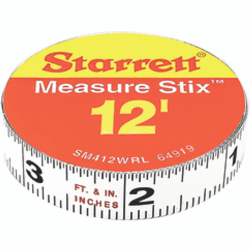 Starrett 63170 | 12' Length x 1/2" Width 1/16" Graduation  English Reading Measuring Tape