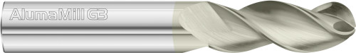 Fullerton Tool 27262 | 1/4" Diameter x 1/4" Shank x 1-1/4" LOC x 3" OAL 3 Flute FC5 Solid Carbide Ball End Mill