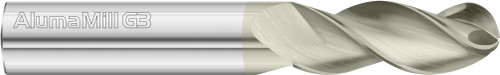 Fullerton Tool 27306 | 5/16" Diameter x 5/16" Shank x 1" LOC x 2-1/2" OAL 3 Flute FC5 Solid Carbide Ball End Mill