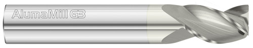 Fullerton Tool 27057 | 1/4" Diameter x 1/4" Shank x 1/2" LOC x 2" OAL 3 Flute FC5 Solid Carbide Square End Mill