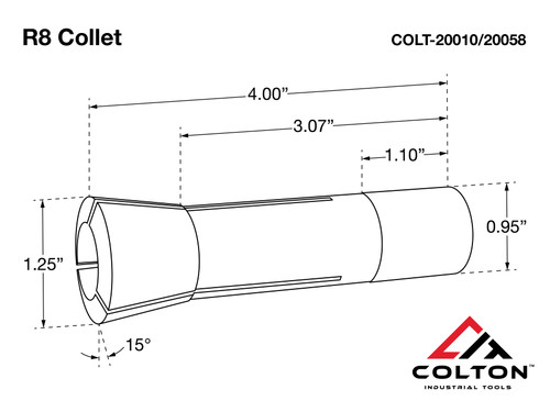 Colton Industrial Tools 20052 | 25/32" Ultra Precision R8 Round Collet, 0.001" Accuracy