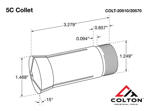 Colton Industrial Tools 20522 | 1/4" Ultra Precision 5C Round Collet, 0.001" Accuracy