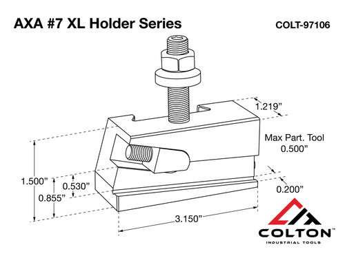 Colton Industrial Tools 97106 | AXA #7 Quick Change Universal Parting Blade Holder, 1/2" Capacity, Upgraded ZiN Coated Hardware