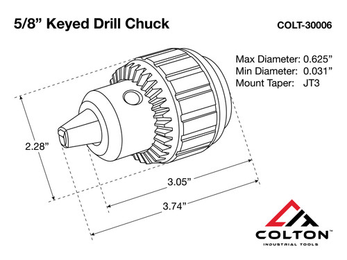 Colton 5/8" Keyed Chuck Line Drawing