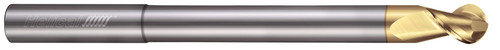 Photograph of a Helical Solutions 18497 |H45AL-RN-L-21000-BN 1.0000" (1) Cutter DIA x 1.0000" (1) Shank DIA x 1.2500" (1-1/4) Length of Cut x 7.0000" (7) Overall Length x 4.3750" (4-3/8) Reach Carbide 45° Helix Ball End Mill for Aluminum, 2 Flutes, ZPLUS Coated - (H45AL-RN-L-21000-BN)