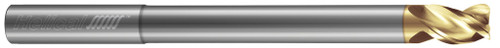 Photograph of a Helical Solutions 82828 |H40ALV-RN-AM-30250-R.060 0.2500" (1/4) Cutter DIA x 0.2500" (1/4) Shank DIA x 0.0600" Radius x 0.3750" (3/8) Length of Cut x 4.0000" (4) Overall Length x 1.8750" (1-7/8) Reach Carbide 40° Helix Corner Radius End Mill for Aluminum, 3 Flutes, ZPLUS Coated - (H40ALV-RN-AM-30250-R.060)