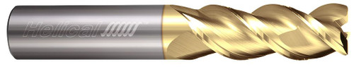 Photograph of a Helical Solutions 83621 |H45AL-R-30250-R.060 0.2500" (1/4) Cutter DIA x 0.2500" (1/4) Shank DIA x 0.0600" Radius x 0.7500" (3/4) Length of Cut x 2.5000" (2-1/2) Overall Length Carbide 45° Helix Corner Radius End Mill for Aluminum, 3 Flutes, Uncoated - (H45AL-R-30250-R.060)
