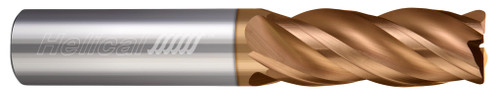 Photograph of a Helical Solutions 84022 |HSM-032-40078-R.010 0.0781" (5/64) Cutter DIA x 0.2500" (1/4) Shank DIA x 0.0100" Radius x 0.2500" (1/4) Length of Cut x 2.5000" (2-1/2) Overall Length Carbide Corner Radius End Mill for Stainless and High Temp, 4 Flutes, TPLUS Coated - (HSM-032-40078-R.010)