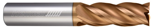 Photograph of a Helical Solutions 84054 |HSM-023-40187 0.1875" (3/16) Cutter DIA x 0.2500" (1/4) Shank DIA x 0.4370" (7/16) Length of Cut x 2.5000" (2-1/2) Overall Length Carbide Square End Mill for Stainless and High Temp, 4 Flutes, TPLUS Coated - (HSM-023-40187)