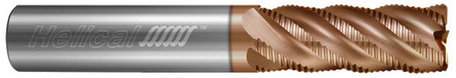 Photograph of a Helical Solutions 83492 |HXVR-S-40750-R.060 0.7500" (3/4) Cutter DIA x 0.7500" (3/4) Shank DIA x 0.0600" Radius x 1.0000" (1) Length of Cut x 3.0000" (3) Overall Length Carbide Corner Radius End Mill for Stainless and High Temp, 4 Flutes, TPLUS Coated - (HXVR-S-40750-R.060)
