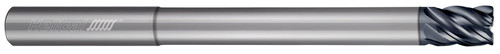 Photograph of a Helical Solutions 83034 |HEV-RN-ML-50250-R.030 0.2500" (1/4) Cutter DIA x 0.2500" (1/4) Shank DIA x 0.0300" Radius x 0.3750" (3/8) Length of Cut x 4.0000" (4) Overall Length x 2.5000" (2-1/2) Reach Carbide Corner Radius End Mill for Steel, 5 Flutes, APLUS Coated - (HEV-RN-ML-50250-R.030)