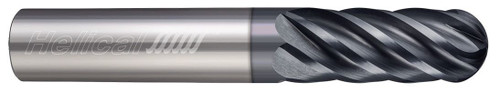 Photograph of a Helical Solutions 83362 |HEV-LX-60375-BN 0.3750" (3/8) Cutter DIA x 0.3750" (3/8) Shank DIA x 2.0000" (2) Length of Cut x 4.0000" (4) Overall Length Carbide Ball End Mill for Steel, 6 Flutes, APLUS Coated - (HEV-LX-60375-BN)