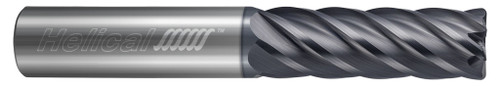 Photograph of a Helical Solutions 83927 |HVTI-026-60625-R.030 0.6250" (5/8) Cutter DIA x 0.6250" (5/8) Shank DIA x 0.0300" Radius x 1.6250" (1-5/8) Length of Cut x 3.5000" (3-1/2) Overall Length Carbide Corner Radius End Mill for Titanium, 6 Flutes, APLUS Coated - (HVTI-026-60625-R.030)