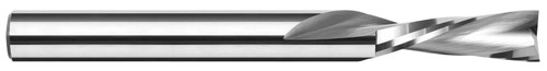 Photograph of a Harvey Tool 998515-C4 | 0.0156" (1/64) Cutter DIA x 0.0470" (3/64) Length of Cut Carbide Square Downcut End Mill for Plastic, 2 Flutes, Amorphous Diamond Coated