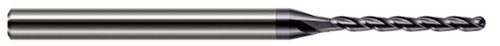Photograph of a Harvey Tool 801562 | 0.0620" (1/16) Cutter DIA x 0.2500" (1/4) Length of Cut Carbide Ball End Mill, 4 Flutes