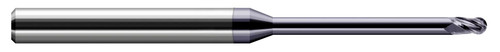 Photograph of a Harvey Tool 801331-C3 | 0.0310" (1/32) Cutter DIA x 0.0470" (3/64) Length of Cut x 0.2500" (1/4) Reach Carbide Ball End Mill, 4 Flutes, AlTiN Coated