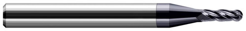 Photograph of a Harvey Tool 51013 | 0.2031" (13/64) Cutter DIA x 0.3120" (5/16) Length of Cut Carbide Ball End Mill, 4 Flutes