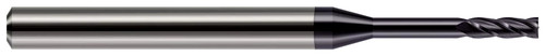 Photograph of a Harvey Tool 802308 | 0.1250" (1/8) Cutter DIA x 0.3750" (3/8) Length of Cut x 0.8750" (7/8) Reach Carbide Square End Mill, 4 Flutes