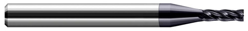 Photograph of a Harvey Tool 73005-C4 | 0.0050" Cutter DIA x 0.0150" (1/64) Length of Cut Carbide Square End Mill, 4 Flutes, Amorphous Diamond Coated