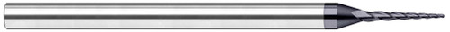 Photograph of a Harvey Tool 802145-C6 | 0.0450" Cutter DIA x 0.2500" (1/4) Length of Cut Carbide Tapered Ball End Mill, 3 Flutes, AlTiN Nano Coated