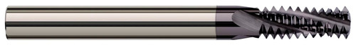 Photograph of a Harvey Tool 70158-C3 | 0.7450" Cutter DIA x 1.5000" (1-1/2) Length of Cut Carbide Multi-Form 1-12 Thread Milling Cutter, 6 Flutes, AlTiN Coated