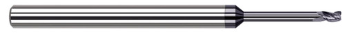 Photograph of a Harvey Tool 795812-C6 | 0.1875" (3/16) Cutter DIA x 0.0150" (1/64) Radius x 0.2850" Length of Cut x 1.1560" (1-5/32) Reach Carbide Corner Radius End Mill for Exotic Alloys, 4 Flutes, AlTiN Nano Coated