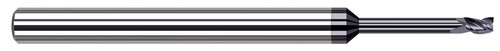 Photograph of a Harvey Tool 880747-C6 | 0.0470" (3/64) Cutter DIA x 0.0710" Length of Cut x 0.3280" (21/64) Reach Carbide Square End Mill for Exotic Alloys, 3 Flutes, AlTiN Nano Coated