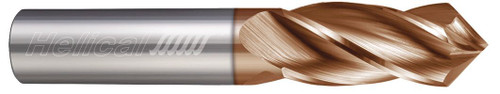 Photograph of a Helical Solutions 83748 |HCCM60-40500 0.5000" (1/2) Cutter DIA x 1.0000" (1) Length of Cut x 60° included Carbide Helical Tip Drill/End Mill, 4 Flutes, TPLUS Coated