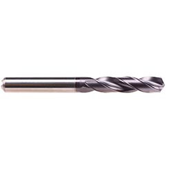 Emuge TA203344.0575 | 5.75mm Diameter x 6.00mm Shank x 24.00mm LOC x 66.00mm OAL x 140 Degree Point Angle 2 Flute TiAlN-TA14 Coated Carbide Coolant Fed Drill