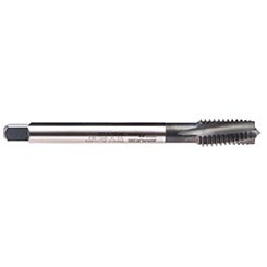 Emuge CU306011.5048 | UNF 9/16" - 18 Thread Size x 0.866" Length x 0.429" Shank x 3.937" OAL x 15 Degree Helix Angle 3 Flute NT2 Coated HSSE Spiral Flute Tap