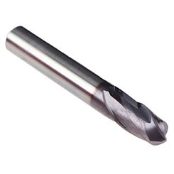 Emuge 1877A.0250 | 1/4" Diameter x 1/4" Shank x 3/8" LOC x 2-1/4" OAL x 30 Degree Helix Angle 2 Flute TIALN Coated Carbide Ballnose End Mill