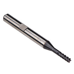 Emuge 1987A.01875 | 3/16" Diameter x 3/8" Shank x 5/8" LOC x 2-3/4" OAL x 0.005" Radius x 50 Degree Helix Angle 4 Flute TIALN Coated Carbide Corner Radius End Mill
