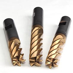 Emuge 2537TZ.008 | 8.00mm Diameter x 8.00mm Shank x 19.00mm LOC x 63.00mm OAL x 38/42 Degree Helix Angle 5 Flute TIN/TIALN Coated Carbide Square End Mill