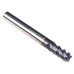 Emuge 2610AZ.008 | 8.00mm Diameter x 8.00mm Shank x 19.00mm LOC x 63.00mm OAL x 1.00mm Radius x 50 Degree Helix Angle 4 Flute TIALN Coated Carbide Corner Radius End Mill