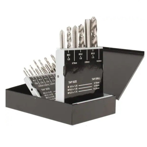 All Industrial 16004 | Tap and Drill Bit Set HSS Ground 18 Pieces Metric (M2.5 - M12.0)