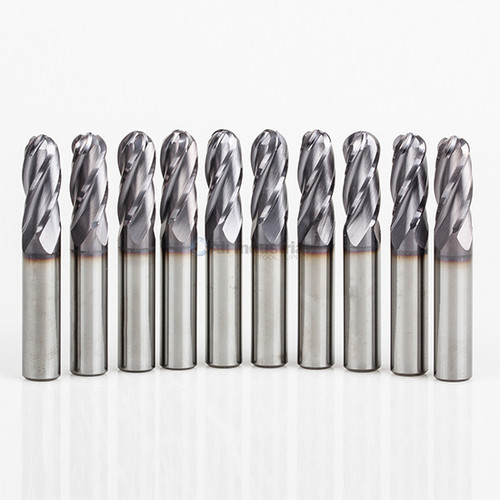 All Industrial E5250016TF | 1/4" Diameter x 1/4" Shank x 3/4" LOC x 2-1/2" OAL 4 Flute TiAlN Solid Carbide Ball End Mill