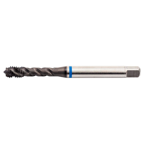 Dormer 7441203 | M6x1.00mm Thread Size x 6.00mm Shank x 10.00mm Length x 80.00mm OAL x 48 Degree Helix Angle M 6H 3 Flute SUPER-B Coated HSS-E-PM E414 Spiral Flute Tap