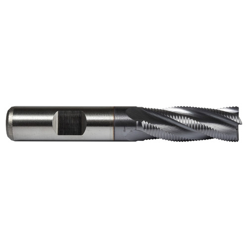 Dormer 7647929 | 9.53mm Diameter x 9.53mm Shank x 3/4" Maximum Depth of Cut x 63.50mm OAL x 30 Degree Helix Angle 4 Flute TiCN Coated HSS-E C609 Roughing End Mill
