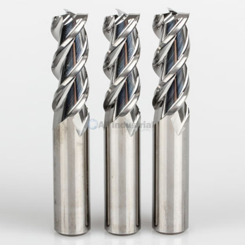 YG1 28558 | 1/8" Diameter x 1/8" Shank x 3/8" LOC x 1-1/2" OAL x 45 Degree Helix Angle 3 Flute Bright Coated Carbide E5981 Square End Mill