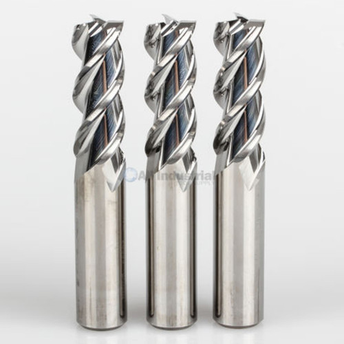 YG1 28593 | 1/2" Diameter x 1/2" Shank x 1-1/4" LOC x 3" OAL x 45 Degree Helix Angle 3 Flute Bright Coated Carbide E5981 Square End Mill